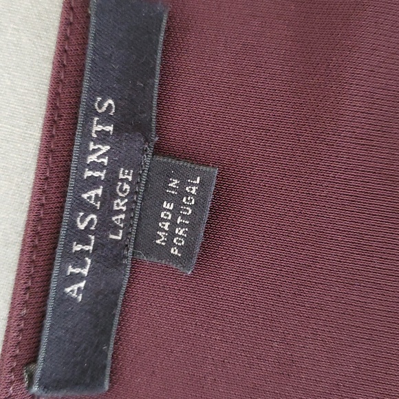 All Saints Elegant Birgundy Long Sleeve Top - Picture 3 of 8